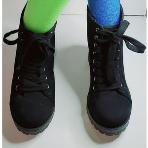 Divided by H&M Canvas Lace Up,  Black Boots